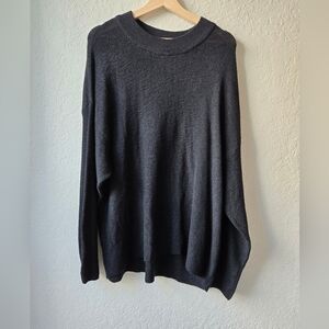 Free People Beach Black Ribbed Tunic Sweater Size Medium